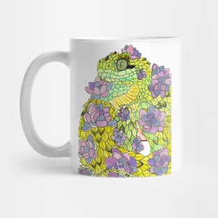 Hairy Bush Viper with Succulents Mug